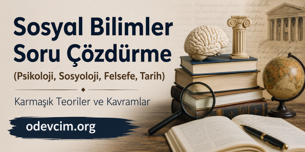 Sosyal Bilimler Soru Çözümü — Psikoloji, Sosyoloji, Felsefe, Tarih; odevim.org ile karmanlı teoriler ve kavramlar için kaynaklar (kitaplar, beyin modeli, küre, büyüteç)